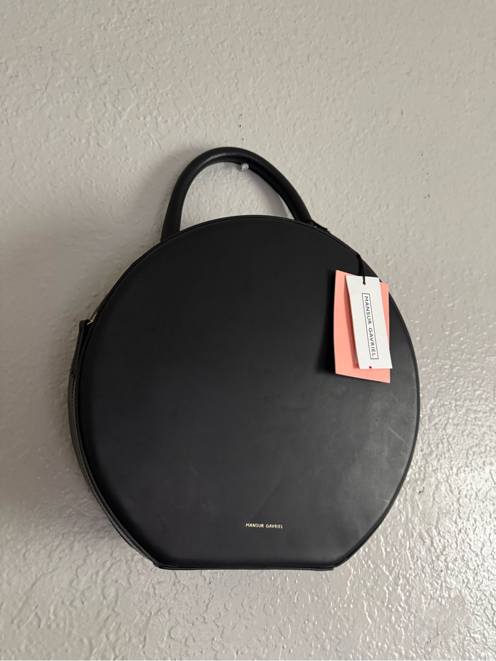 NWT MANSUR GAVRIEL BLACK VEGETABLE-TANNED LEATHER LARGE CIRCLE BAG - Picture 3 of 6